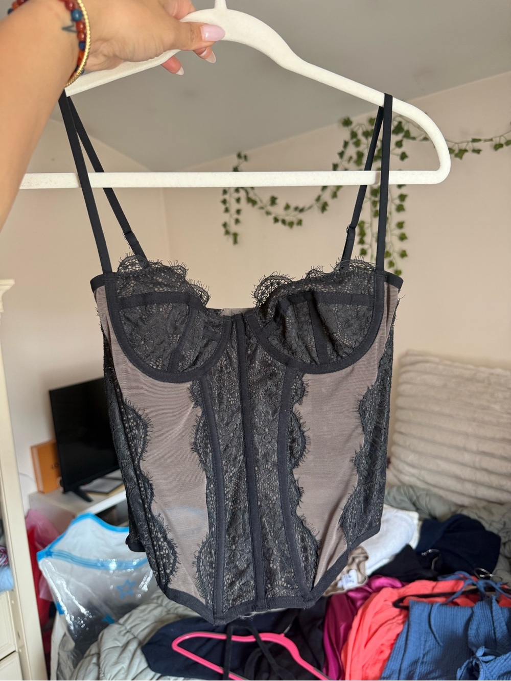 Women's Black Lace Bustier Corset Top - Urban Outfitters